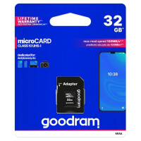 Goodram Microcard 32 GB micro SD HC UHS-I class 10 memory card, SD adapter (M1AA-0320R12)