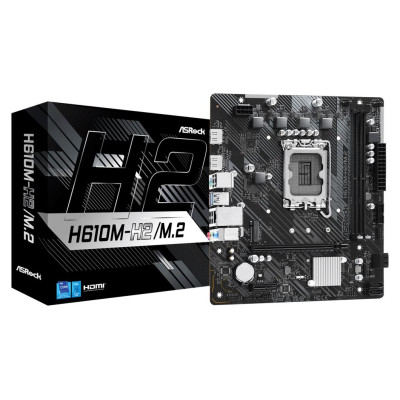 Asrock Mainboard|ASROCK|Intel H610|LGA1700|Micro-ATX|Memory DDR4|Memory slots 2|1xPCI-Express 3.0 1x|1xPCI-Express 4.0 16x|1xM.2|2xHDMI|4xUSB 2.0|2xUSB 3.2|1xPS/2|1xRJ45|3xAudio port|H610M-H2/M.2