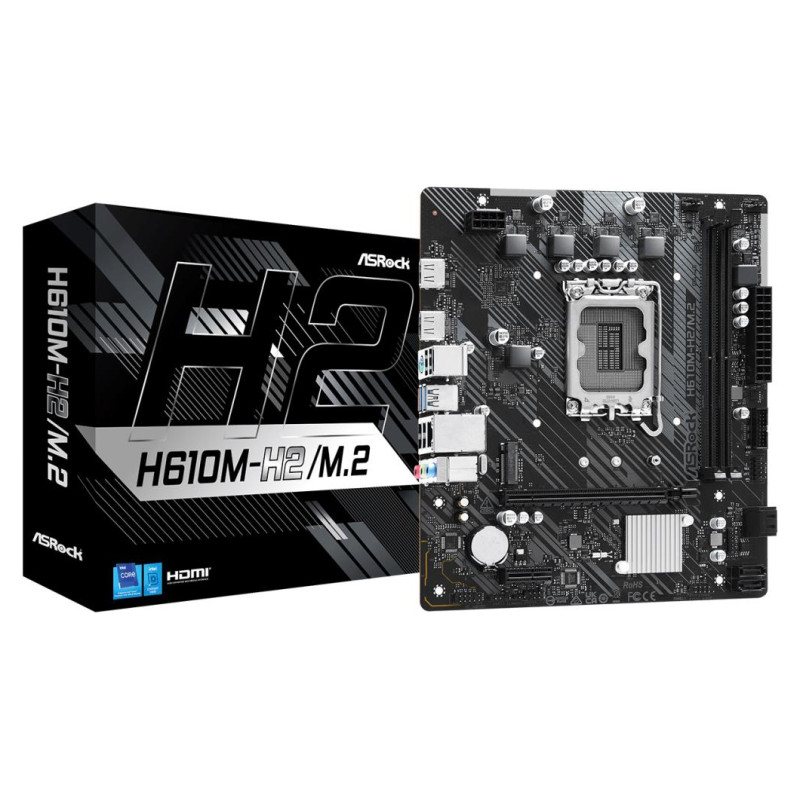 Asrock Mainboard|ASROCK|Intel H610|LGA1700|Micro-ATX|Memory DDR4|Memory slots 2|1xPCI-Express 3.0 1x|1xPCI-Express 4.0 16x|1xM.2|2xHDMI|4xUSB 2.0|2xUSB 3.2|1xPS/2|1xRJ45|3xAudio port|H610M-H2/M.2