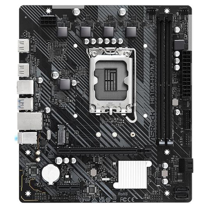 Asrock Mainboard|ASROCK|Intel H610|LGA1700|Micro-ATX|Memory DDR4|Memory slots 2|1xPCI-Express 3.0 1x|1xPCI-Express 4.0 16x|1xM.2|2xHDMI|4xUSB 2.0|2xUSB 3.2|1xPS/2|1xRJ45|3xAudio port|H610M-H2/M.2