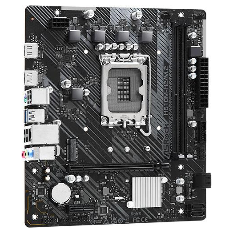 Asrock Mainboard|ASROCK|Intel H610|LGA1700|Micro-ATX|Memory DDR4|Memory slots 2|1xPCI-Express 3.0 1x|1xPCI-Express 4.0 16x|1xM.2|2xHDMI|4xUSB 2.0|2xUSB 3.2|1xPS/2|1xRJ45|3xAudio port|H610M-H2/M.2