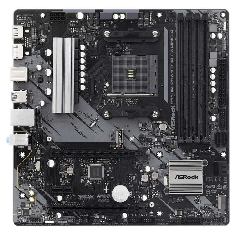 Asrock Mainboard|ASROCK|AMD B550|SAM4|MicroATX|1xPCI-Express 3.0 1x|1xPCI-Express 3.0 4x|2xM.2|1xPCI-Express 4.0 16x|Memory DDR4|Memory slots 4|1xHDMI|1xDisplayPort|2xAudio-In|1xAudio-Out|2xUSB 2.0|4xUSB 3.2|1xPS/2|1xRJ45|B550MPHANTOMGAMING4