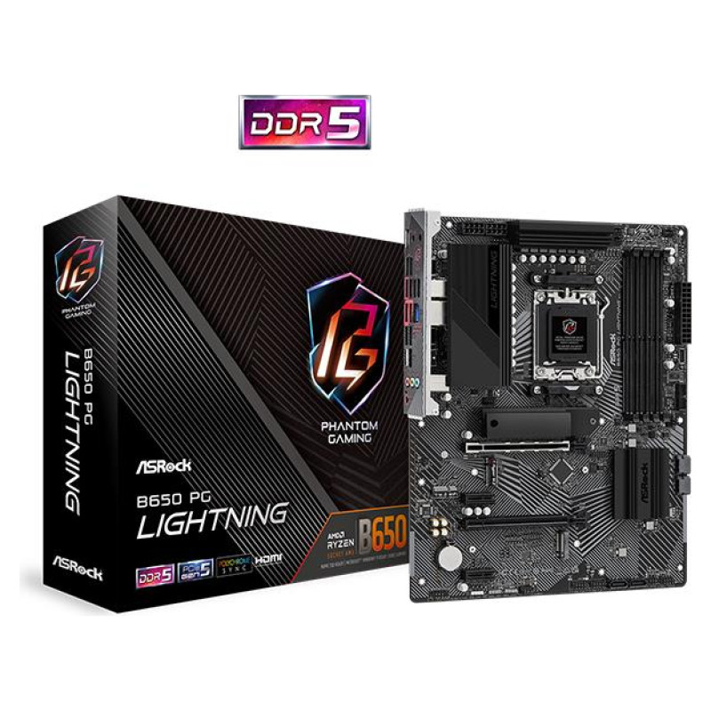 Asrock Mainboard|ASROCK|AMD B650|SAM5|ATX|Memory DDR5|Memory slots 4|2xPCI-Express 4.0 1x|2xPCI-Express 4.0 16x|3xM.2|1xHDMI|1xAudio-In|1xAudio-Out|1xMicrophone|4xUSB 2.0|7xUSB 3.2|2xUSB-C|1xRJ45|B650PGLIGHTNING
