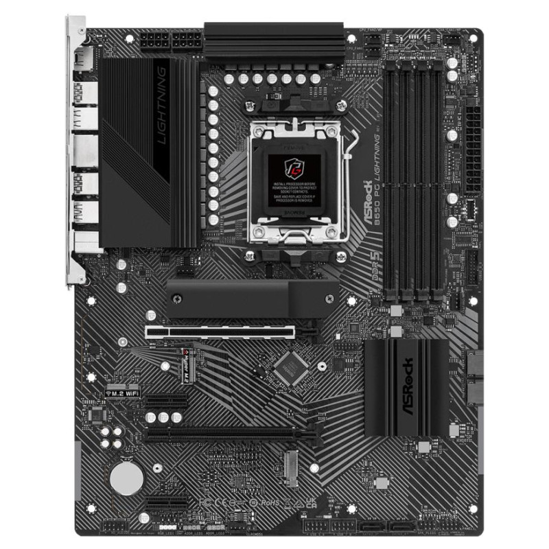 Asrock Mainboard|ASROCK|AMD B650|SAM5|ATX|Memory DDR5|Memory slots 4|2xPCI-Express 4.0 1x|2xPCI-Express 4.0 16x|3xM.2|1xHDMI|1xAudio-In|1xAudio-Out|1xMicrophone|4xUSB 2.0|7xUSB 3.2|2xUSB-C|1xRJ45|B650PGLIGHTNING