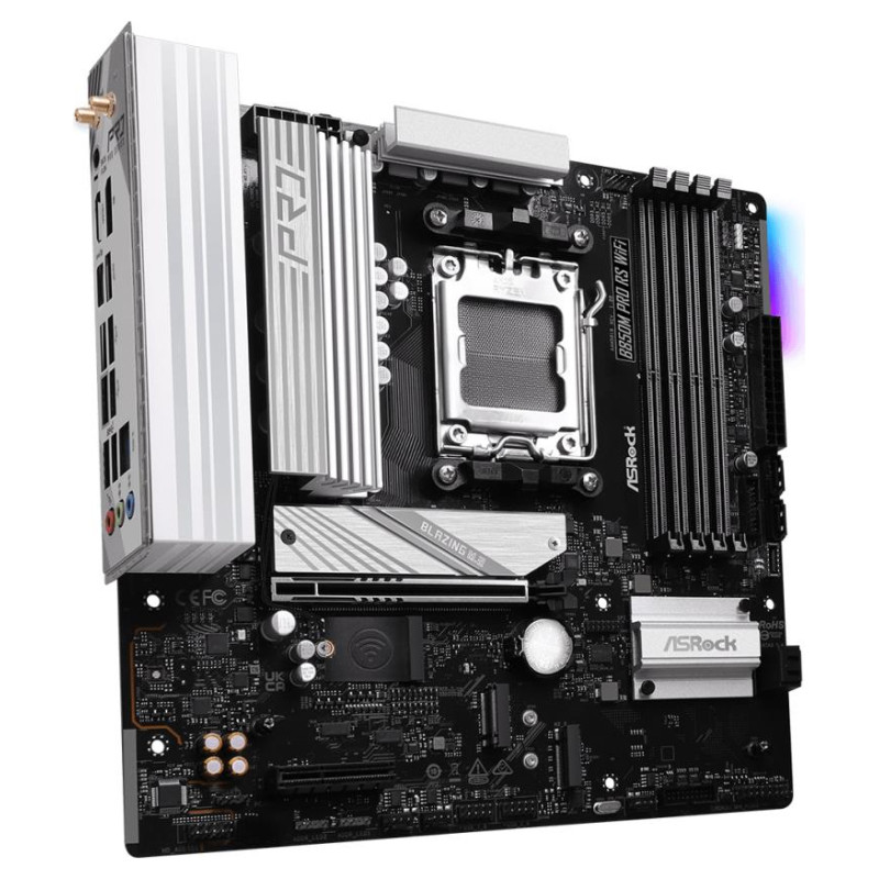 Asrock Mainboard|ASROCK|AMD B850|SAM5|Micro-ATX|Memory DDR5|Memory slots 4|1xPCI-Express 4.0 4x	|1xPCI-Express 5.0 16x|1xM.2|1xHDMI|1xDisplayPort|1xAudio-In|1xAudio-Out|1xMicrophone|4xUSB 2.0|3xUSB 3.2|1xUSB-C|1xRJ45|B850MPRORSWIFI