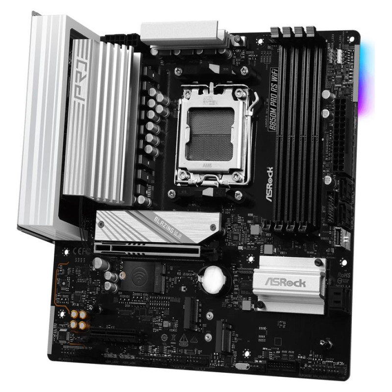 Asrock Mainboard|ASROCK|AMD B850|SAM5|Micro-ATX|Memory DDR5|Memory slots 4|1xPCI-Express 4.0 4x	|1xPCI-Express 5.0 16x|1xM.2|1xHDMI|1xDisplayPort|1xAudio-In|1xAudio-Out|1xMicrophone|4xUSB 2.0|3xUSB 3.2|1xUSB-C|1xRJ45|B850MPRORSWIFI
