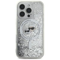 Karl Lagerfeld Liquid Glitter Karl & Choupette Head Magsafe Case for iPhone 16 Pro Max - Clear