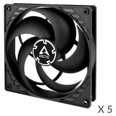 Arctic P14 Pressure-Optimised Fans, 3-pin, Black, 5 pcs