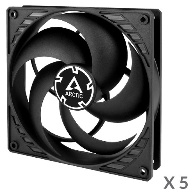 Arctic P14 Pressure-Optimised Fans, 3-pin, Black, 5 pcs