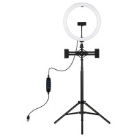 Puluz LED Ring Lamp 30cm with Desktop Tripod Mount Up to 165cm and 3 Phone Clamps, USB