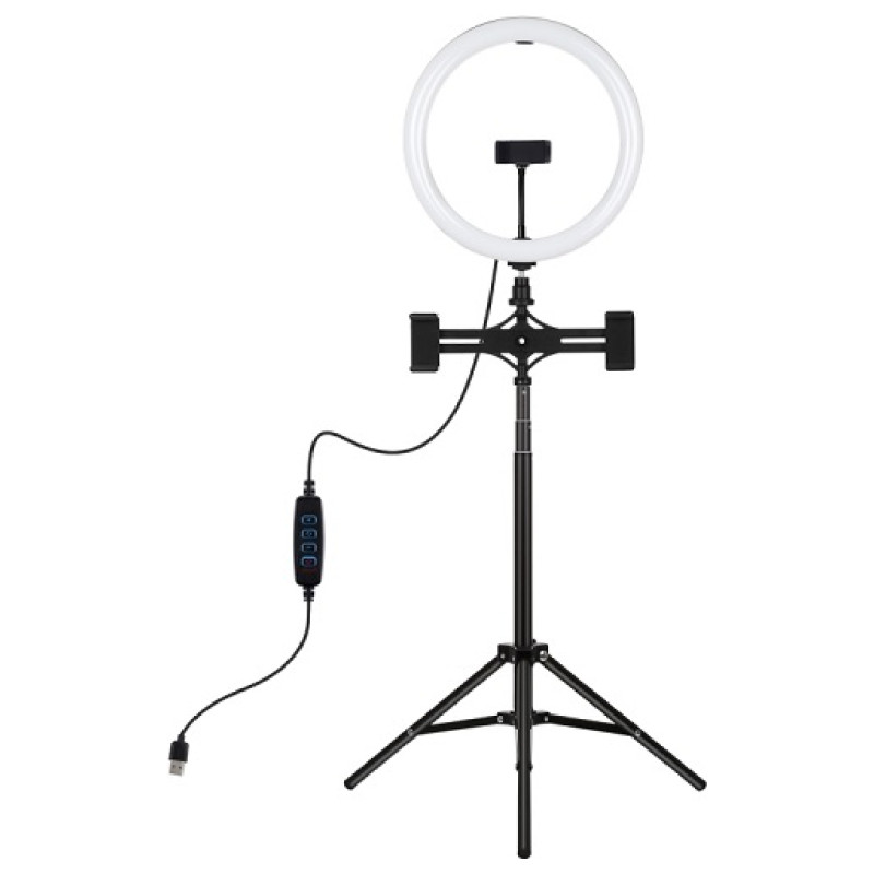 Puluz LED Ring Lamp 30cm with Desktop Tripod Mount Up to 165cm and 3 Phone Clamps, USB