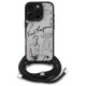 Karl Lagerfeld Crossbody Grained Pattern & Logo Case for iPhone 16 Pro - Gray