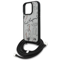 Karl Lagerfeld Crossbody Grained Pattern & Logo Case for iPhone 16 Pro - Gray