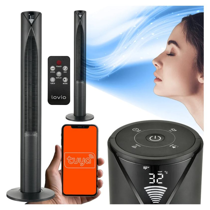 Lovio LVTF202Y24C-BK Tower Fan AirWave PRO Black