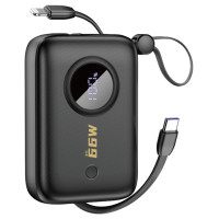 Dudao K14 10000mAh power bank with USB-C / Lightning cables - black