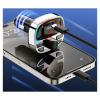 Dudao R2PRO+ Transmitter with PD25W Bluetooth 5.3 RGB Charging Ports - Black and Silver