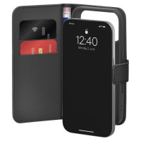 Puro Wallet Stand Case for iPhone 17 Pro Made of Eco-Leather, with a Flap, Wallet, and Stand Function - Black