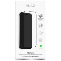 Puro Frame Tempered Glass for iPhone 17 Pro Max with Applicator and Black Frame