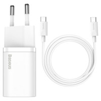 Baseus Si USB-C 25W 3A fast charger with USB-C / USB-C 1m cable - white