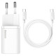 Baseus Si USB-C 25W 3A fast charger with USB-C / USB-C 1m cable - white