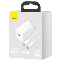 Baseus Si USB-C 25W 3A fast charger with USB-C / USB-C 1m cable - white