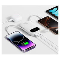 Baseus EnerFill FC31 20000mAh 45W Powerbank with Digital Display and 2 Built-in Cables (USB-C + Lightning) - White