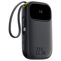 Baseus EnerFill FC31 10000mAh 22.5W Powerbank with Digital Display and 2 Built-in Cables (USB-C + Lightning) - Black