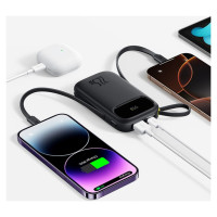 Baseus EnerFill FC31 10000mAh 22.5W Powerbank with Digital Display and 2 Built-in Cables (USB-C + Lightning) - Black