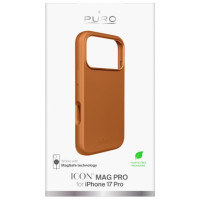 Puro Pure Icon Mag Pro Liquid Silicone Case for iPhone 17 Pro, MagSafe Compatible, with Camera Protection and Aluminum Buttons - Orange