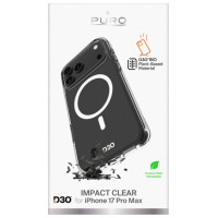 Puro Impact Clear D3O TPU+PC Case Compatible with MagSafe for iPhone 17 Pro Max - Transparent