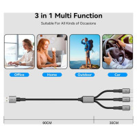 Tech-Protect UltraBoost DNA 3in1 USB-C / Micro-USB / Lightning cable 120 cm - gray
