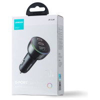 Joyroom car charger 70W with 3 ports: USB, 2 x USB C black (JR-CL26)