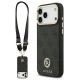 Guess 4G Srtass Logo & Big Strap Metal Buttons MagSafe Case for iPhone 17 Pro Max - Black