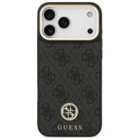 Guess 4G Srtass Logo & Big Strap Metal Buttons MagSafe Case for iPhone 17 Pro Max - Black