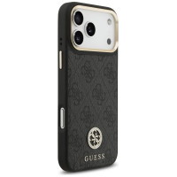 Guess 4G Srtass Logo & Big Strap Metal Buttons MagSafe Case for iPhone 17 Pro Max - Black