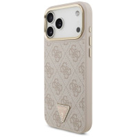 Guess 4G Triangle Logo & Big Strap Metal Buttons MagSafe Case for iPhone 17 Pro Max - Pink