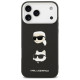 Karl Lagerfeld FW Grained Karl & Choupette Heads Pins & Logo iPhone 17 Pro Max Case - Black