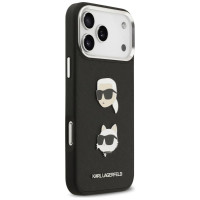Karl Lagerfeld FW Grained Karl & Choupette Heads Pins & Logo iPhone 17 Pro Max Case - Black