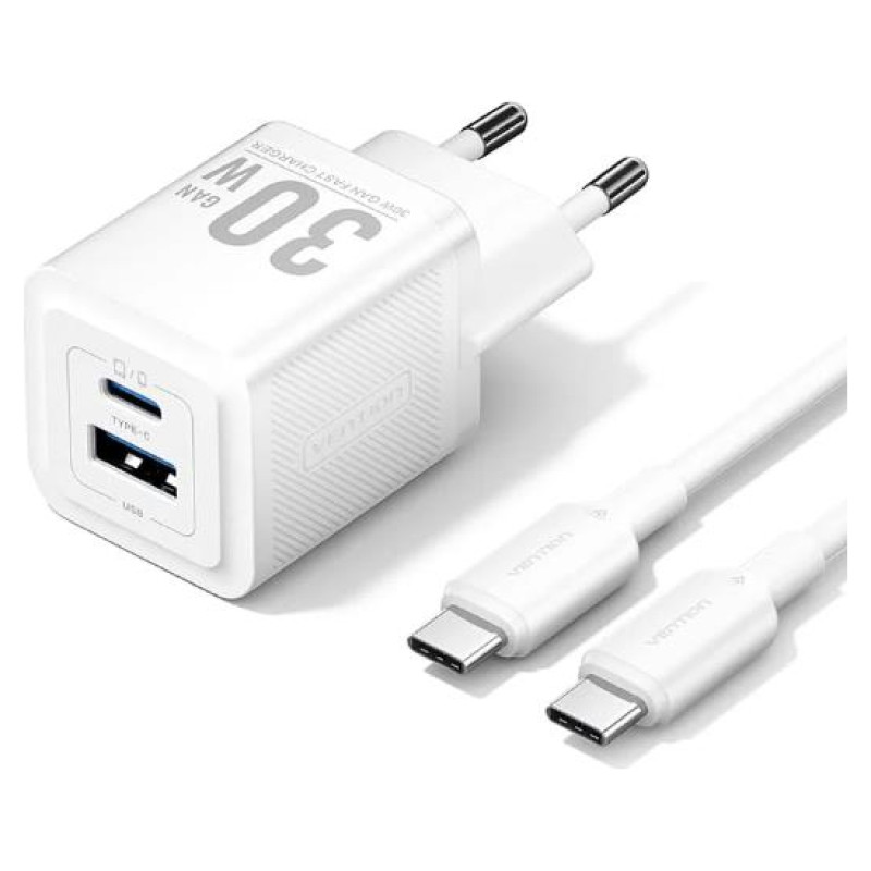 Vention MOBILE CHARGER WALL USB +CABLE/30W 2P TZ-FEQW0-EU-01 VENTION
