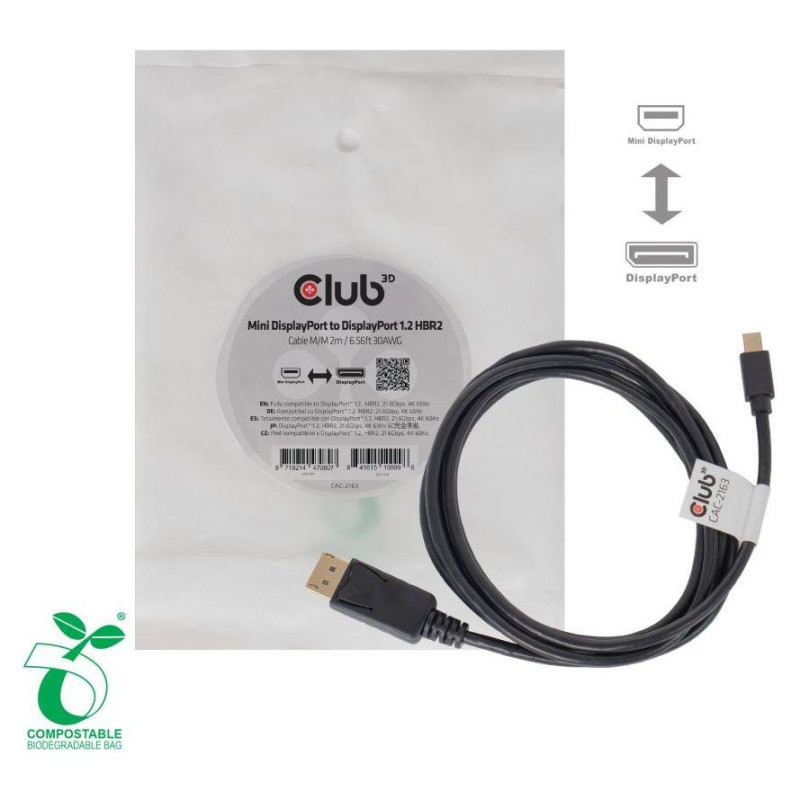 Club3D CABLE MINI DP TO DP 2M/M/M CAC-2163 CLUB3D