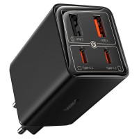 Baseus GaN6 Pro Charger 65W 2 x USB-C 2 x USB-A with Black USB-C Cable 100W 1m - Black