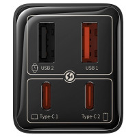 Baseus GaN6 Pro Charger 65W 2 x USB-C 2 x USB-A with Black USB-C Cable 100W 1m - Black