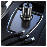 Dudao 3in1 USB car charger 3,4 A built-in cable Lightning / USB Type C / micro USB black (R5ProN black)