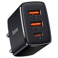 Baseus [AFTER RETURN] Baseus Compact quick charger 2x USB / USB Type C 30W 3A Power Delivery Quick Charge black (CCXJ-E01)