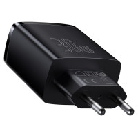 Baseus [AFTER RETURN] Baseus Compact quick charger 2x USB / USB Type C 30W 3A Power Delivery Quick Charge black (CCXJ-E01)