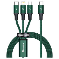 Baseus Rapid Series 3in1 USB-C - USB-C / Lightning / micro USB cable 20W PD 1.5m - green