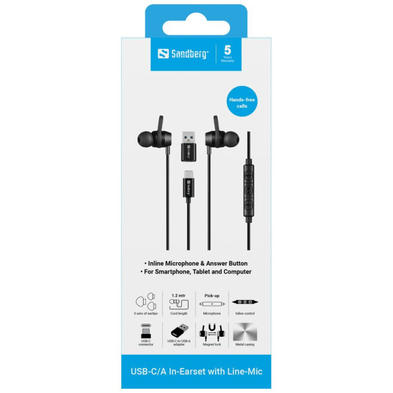 Sandberg 126-50 USB-C/A In-Earset with LineMic