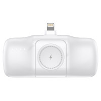 Wozinsky WF16-YLS 5000mAh 15W Lightning Mini Power Bank with Built-in USB-C Cable and Apple Watch Charger - White