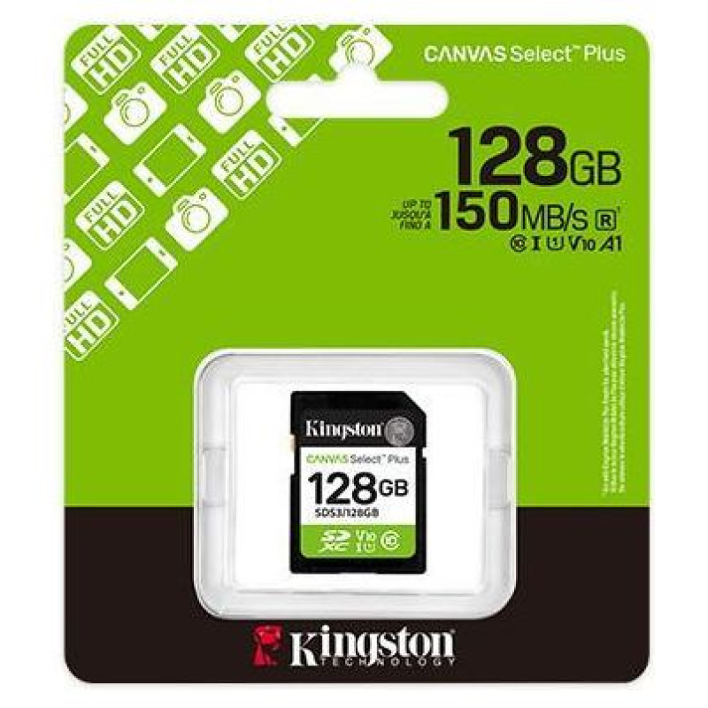 Kingston 128GB SDXC Canvas Select Plus Gen3 150MB/s C10 UHS-I U1 V10