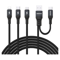 Dudao L3W USB-A/USB-C to Lightning/USB-C/MicroUSB 66W Cable - Black